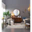 Miroir mural rond en bois brun D39,4 "x3" pour la salle de bain