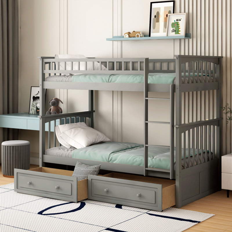 Gerolama Wood Standard Bunk Bed , Gray, Twin