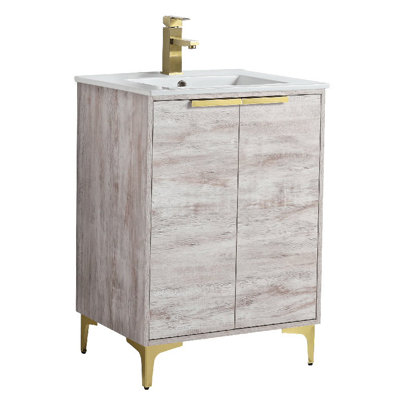 Ensemble de meuble-lavabo simple 24 po Kawamoto, Laiton satiné