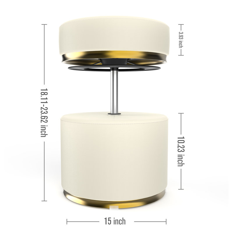 Tabouret de coiffeuse pivotant à hauteur réglable Macady, Blanc