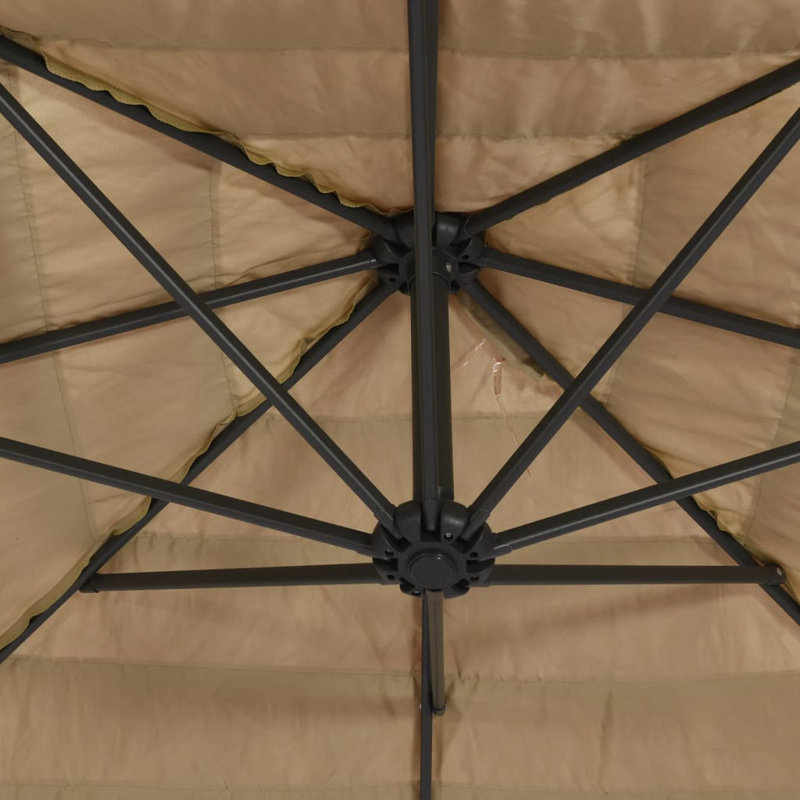 Beach Parasol, Brown, white and pink, 213cm H x 223cm W x 223cm D