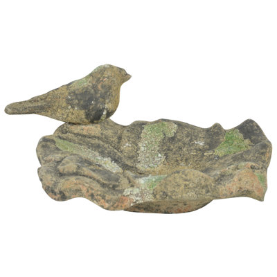 Aged Cermic Bird Bath with Moss Affect L