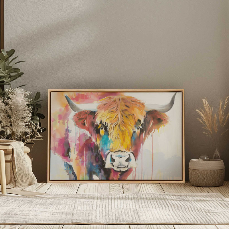 Highland peint, Impression encadrée sans passe-partout, H 21 po x l 31 po, Chrome poli