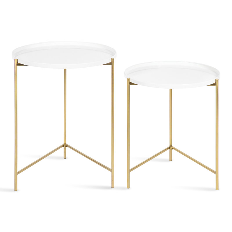 Gwynn Tray Top Nesting Tables, White Top/Gold Base