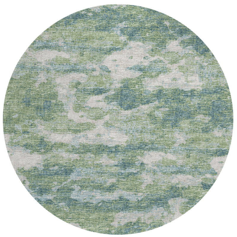 Whittany Washable Abstract Indoor / Outdoor Rug, Round 8'