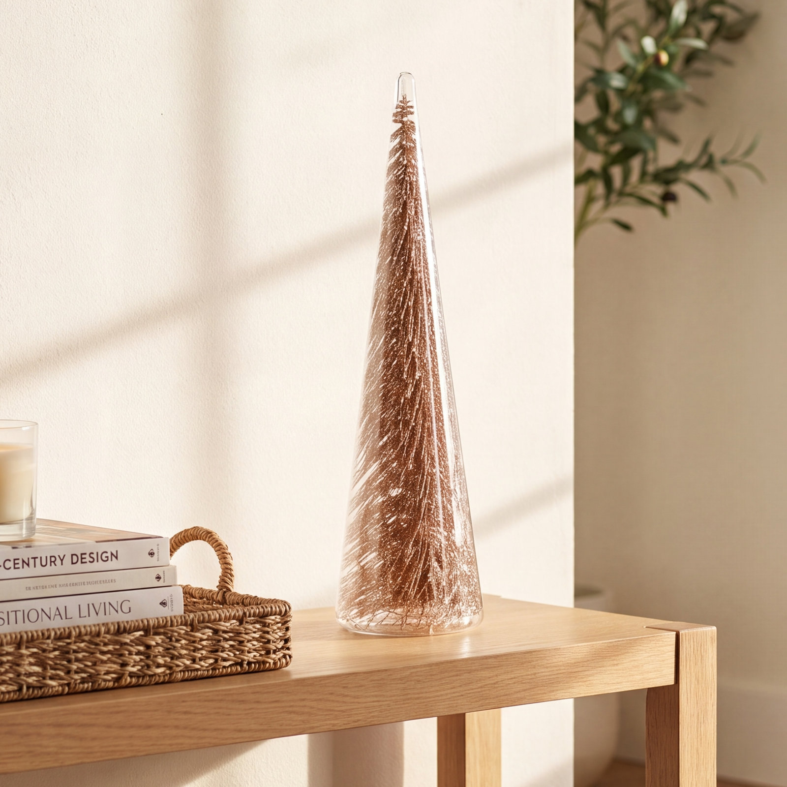 Tabletop Christmas Tree, 11.5" H x 3.25" W x 3.25" D, Champagne