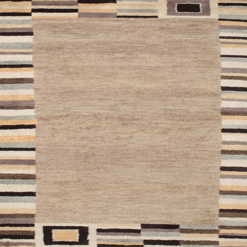 Tapis contemporain gris / brun, Carré 8 pi