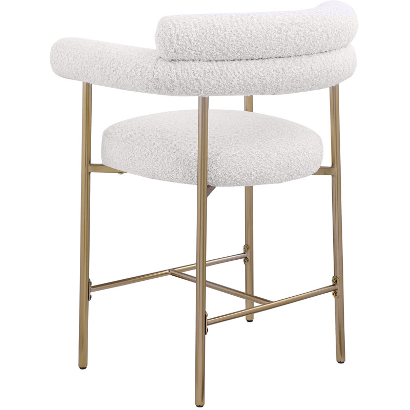 Tabouret de comptoir 26 po Blake, Or brossé, Crème, crème, Boucle Fabric