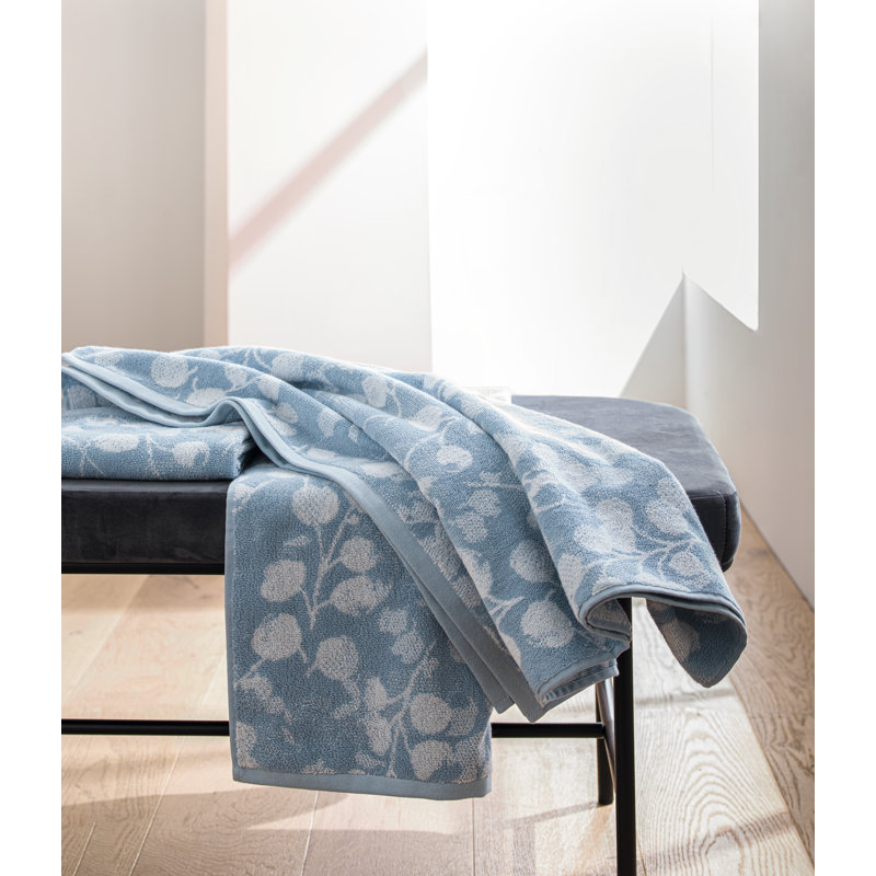 Rosée Blue Bath towel, Rosée Bath towel, Contemporary Floral, Blue and White