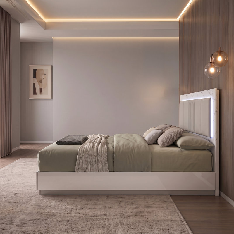 Woodbridge Upholstered Bed White, King