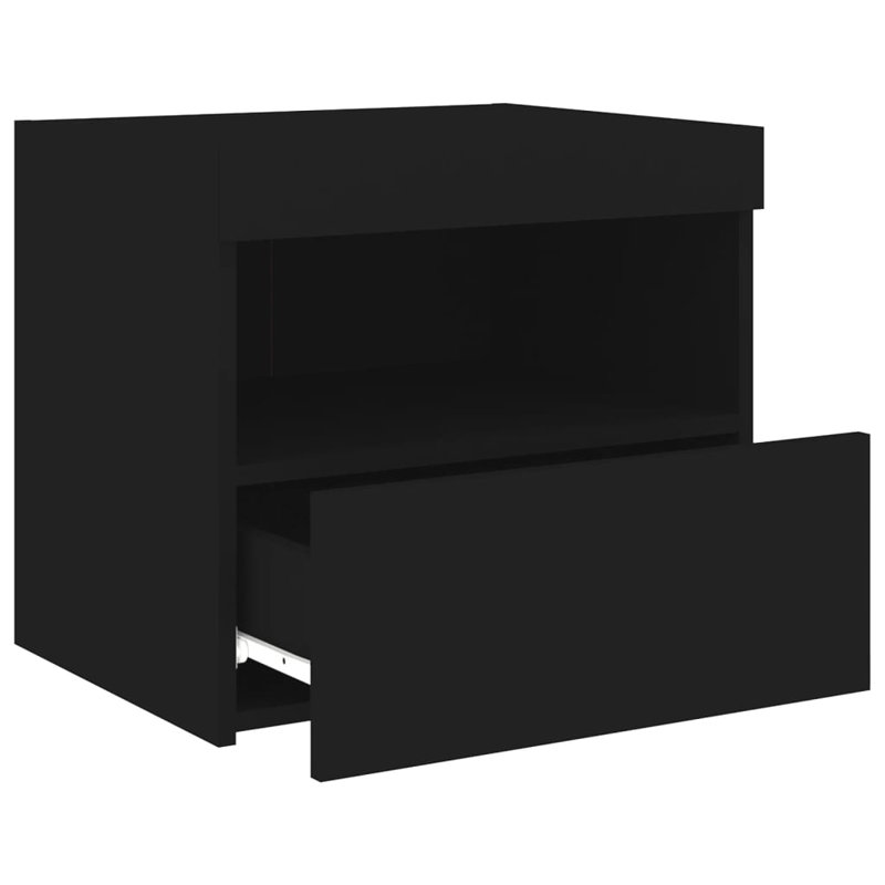 Nirmal 50cm W Manufactured Wood Bedside Table, Black, Individual