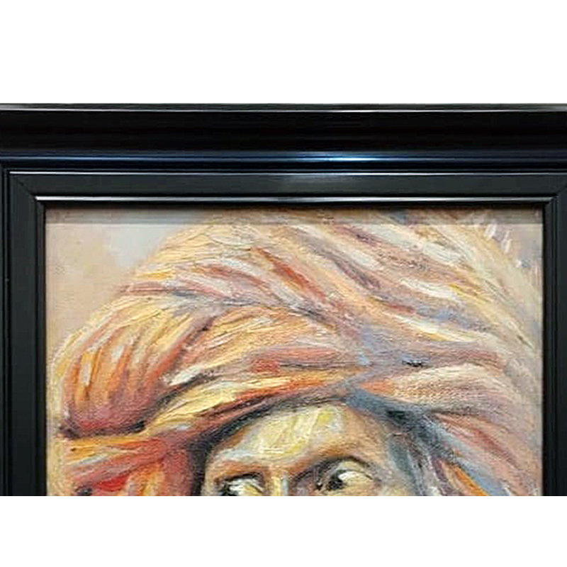 Vieil homme avec un turban orange | Peinture encadrée | Par Boby Abraham | Huile sur toile