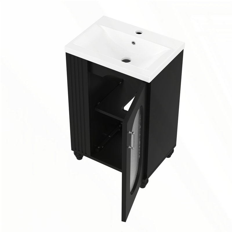 Meuble-lavabo de 20 po avec lavabo, Noir