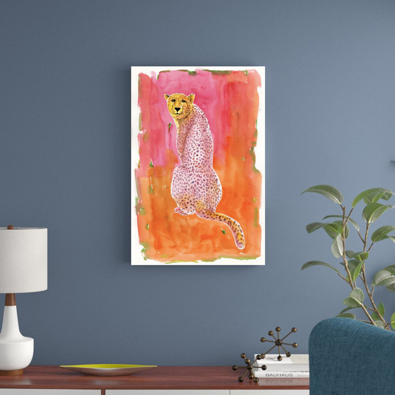 Aquarelle guépard I - peinture sur toile tendue, H 36 po x l 24 po