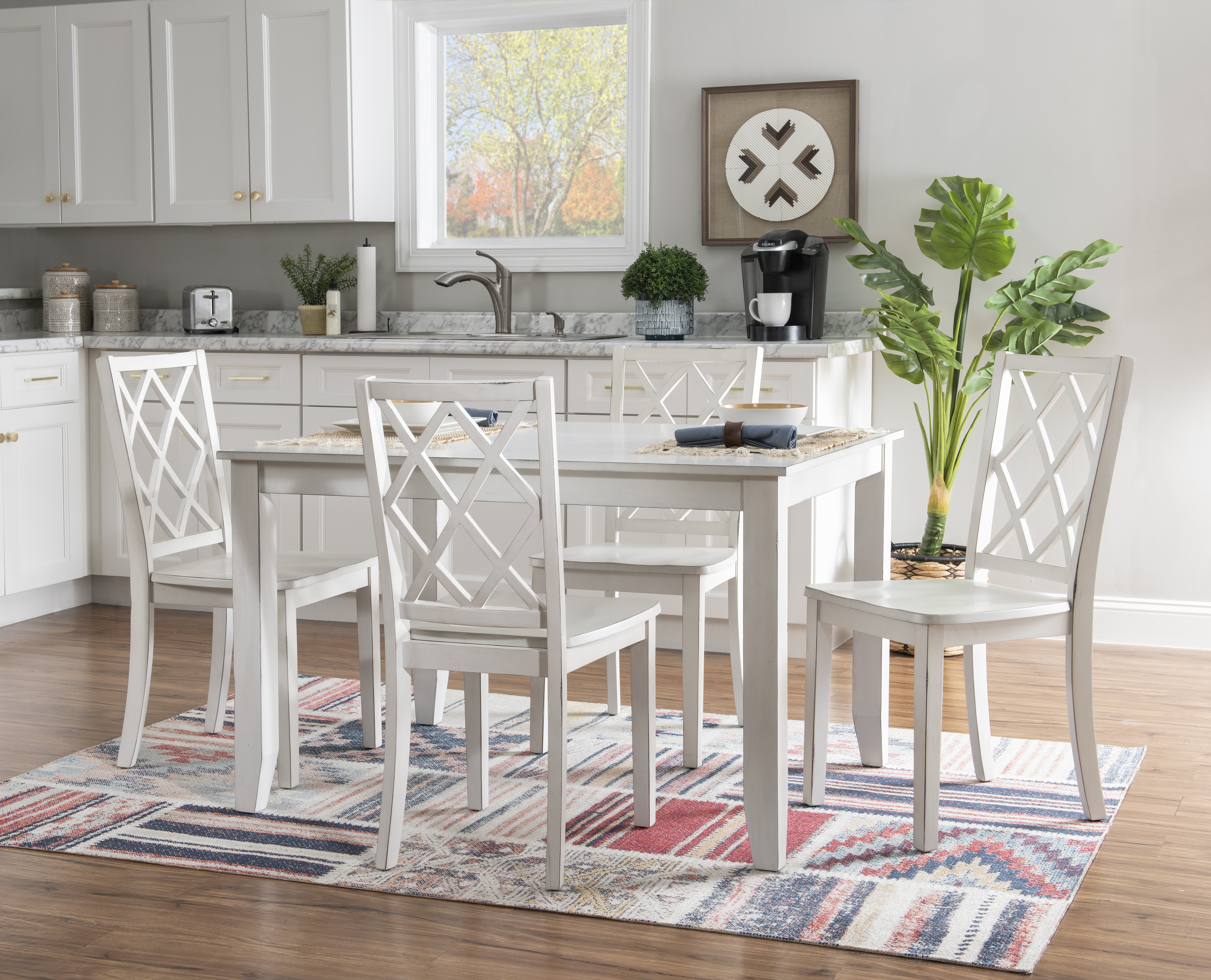 Gapland 5 Piece 48" Solid Wood Lattice Back Dining Set