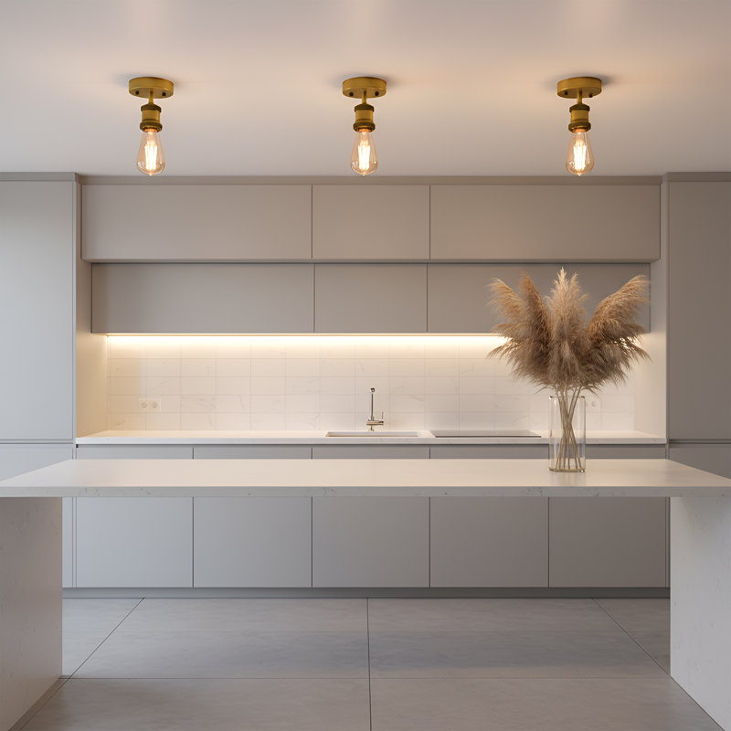 Semi Flush Mount, Yellow Brass
