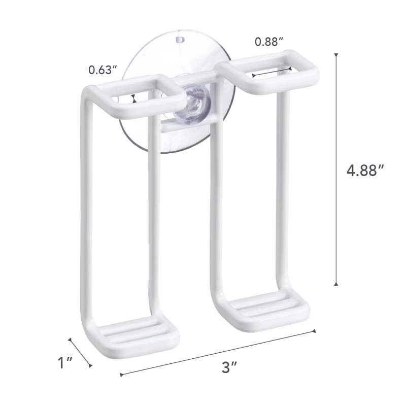 White Steel Minimalist Dual Toothbrush Holder