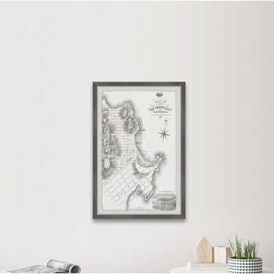 Carte rétro de San Francisco, Californie - impression encadrée sur papier