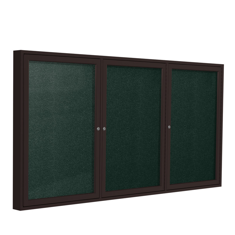 Babillard fermé en vinyle 3 portes avec cadre en satin Ghent, Ébène, H 4 pi x l 6 pi, Bronze