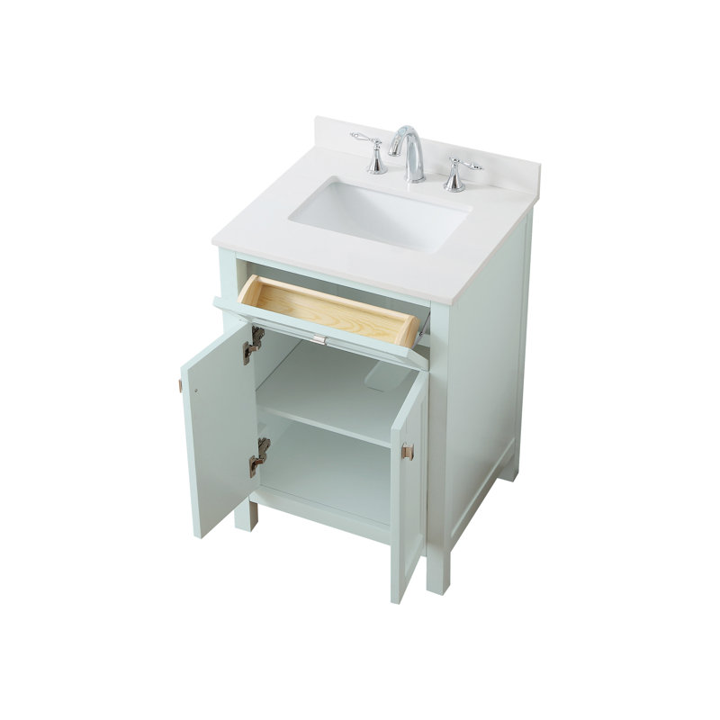 Ensemble de meuble-lavabo simple autoportant 24 po avec comptoir et lavabo Juniper, Menthe Julep
