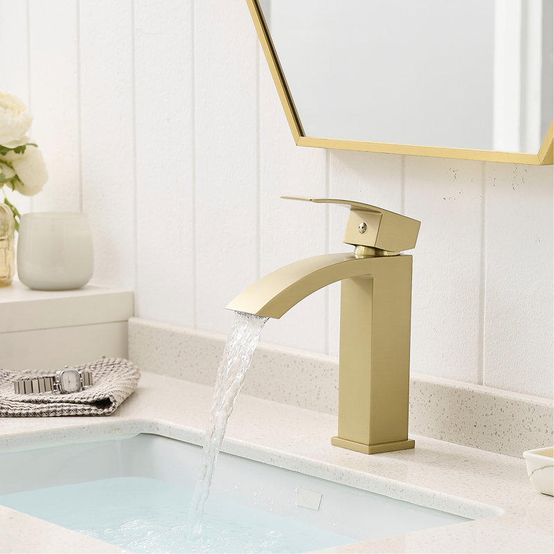 Robinet de salle de bain brossé or - Type de cartouche, robinet de plomberie en alliage d'aluminium contemporain
