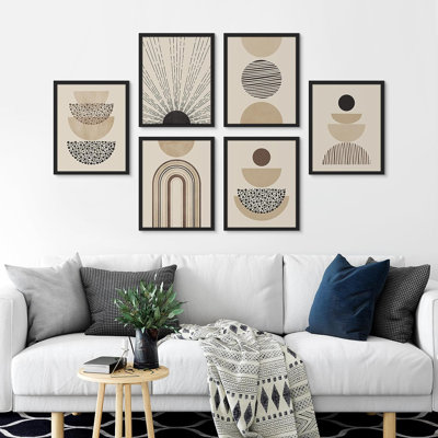 Affiche, reproduction de 6 pièces encadrée Mid-Century