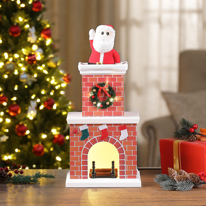 Animated Santa in Chimney with LED Lights and Music