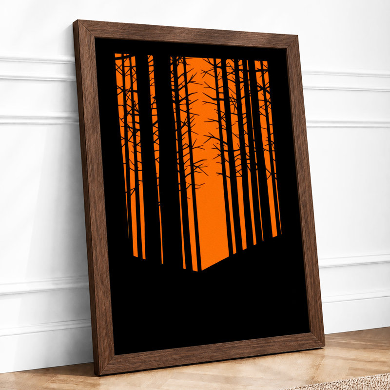 Forest Silhouette Geometric - Framed Print, Walnut, A4 - 29.7 x 21.0 cm