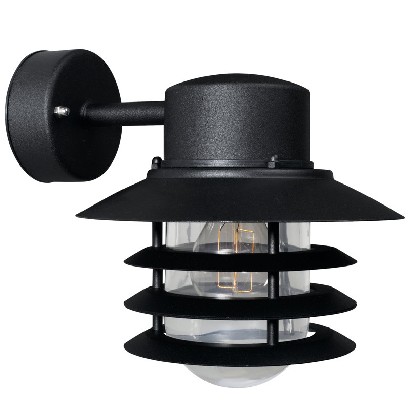 Vejers 23cm H Outdoor Wall Lantern, Galvanised steel/Black