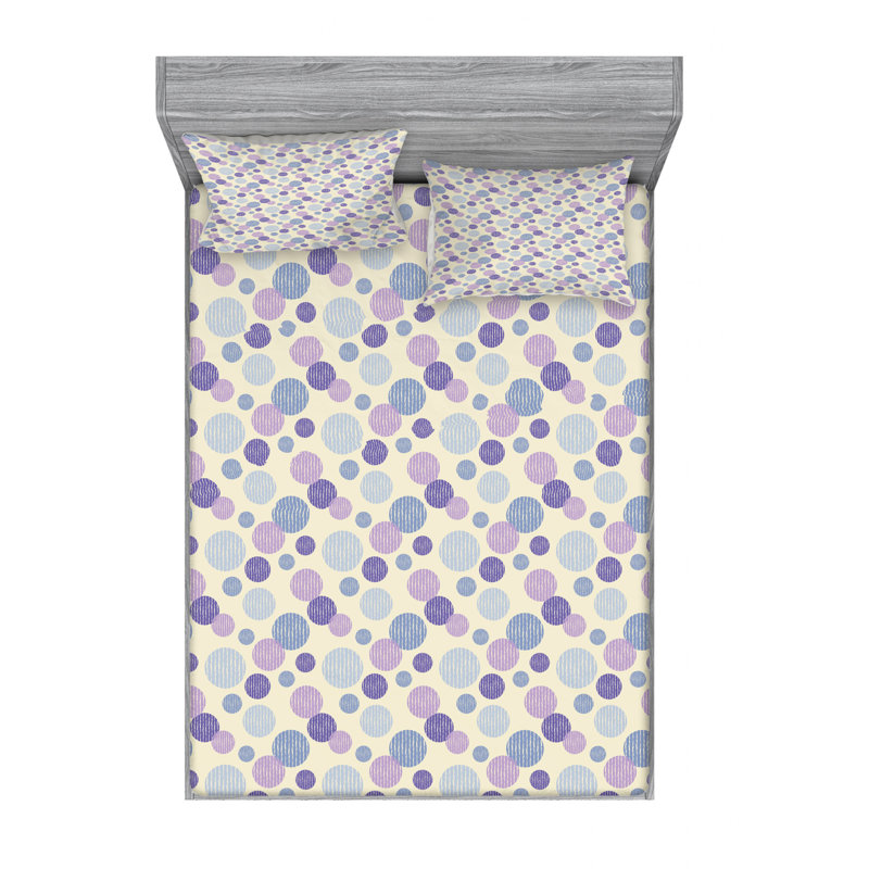 Microfiber Geometric Sheet Set, Queen Sheet Set with Fitted Sheet, Blue Geometric