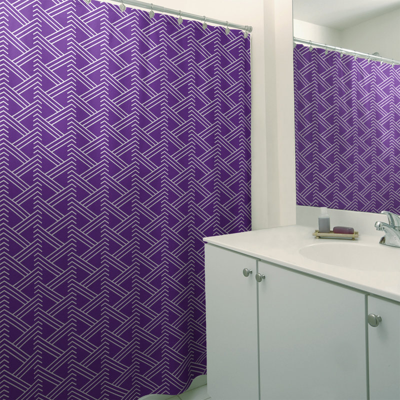 Rideau de douche simple Classic Zig Zag, Mauve / Blanc