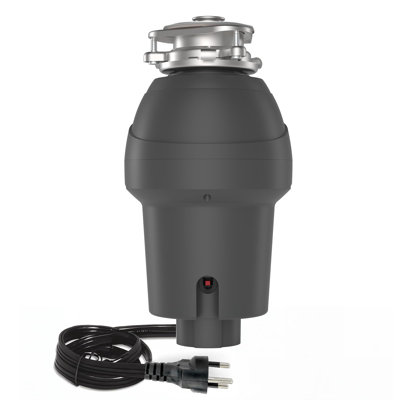 1HP Gray Garbage Disposal, Ultra-Quiet 4-Stage Stainless Steel Grinder, Continuous Feed Food Waste Disposer with Air Switch