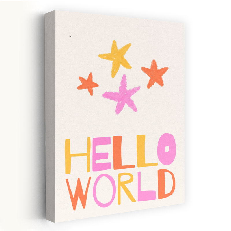 «Hello World Stars Colorful Playful Abstract Landscape Nature», reproduction d'art murale, 48" H x 32" W