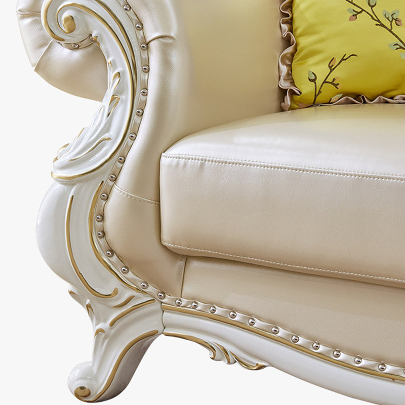 Canapé en cuir de style américain de luxe., 88.5" W