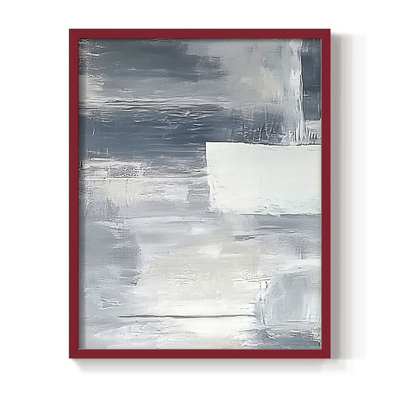 Abstrait, encadré, prêt à accrocher , H 10 po x l 8 po, Rouge