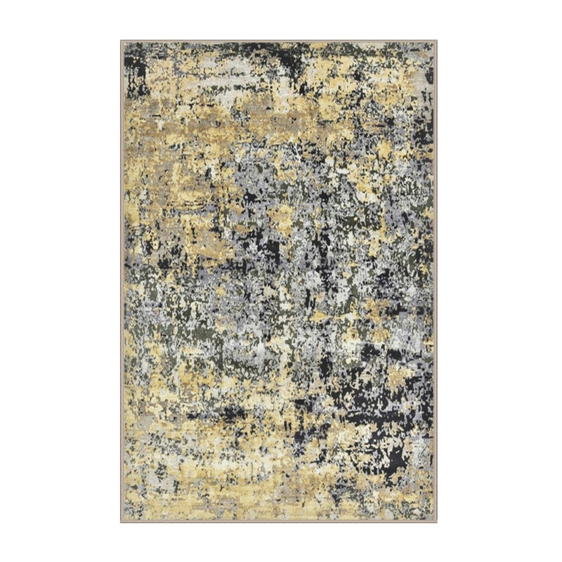 Tapis abstrait gris / bleu, Rectangle de 3 pi x 5 pi