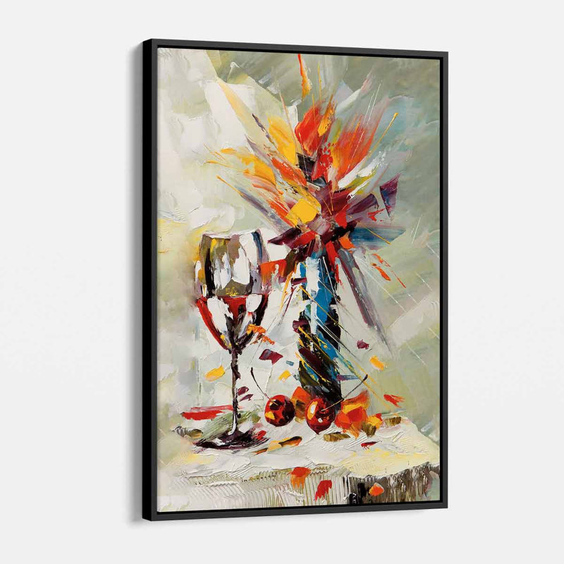 Nature morte exquise beige Arjwan - peinture, H 16 po x l 12 po, Cadre noir