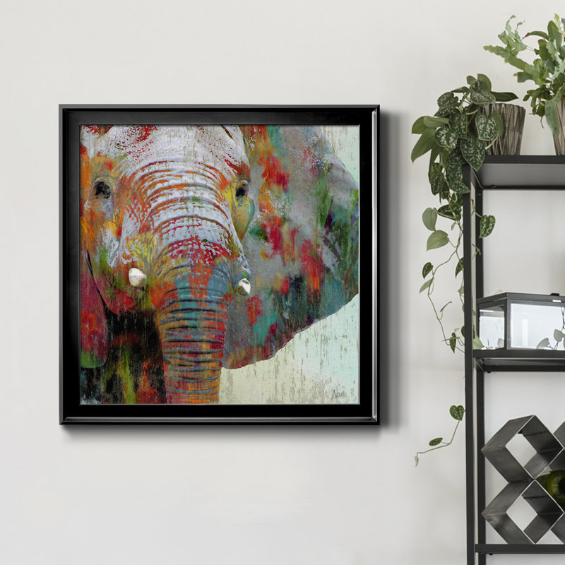«Paint Splash Elephant», reproduction d'art graphique sur toile, H 34,5 po x l 34,5 po x P 1,5 po, Noir