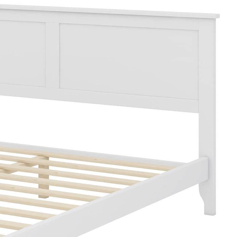 Minimalist  Panel Bed Frame, White, Full
