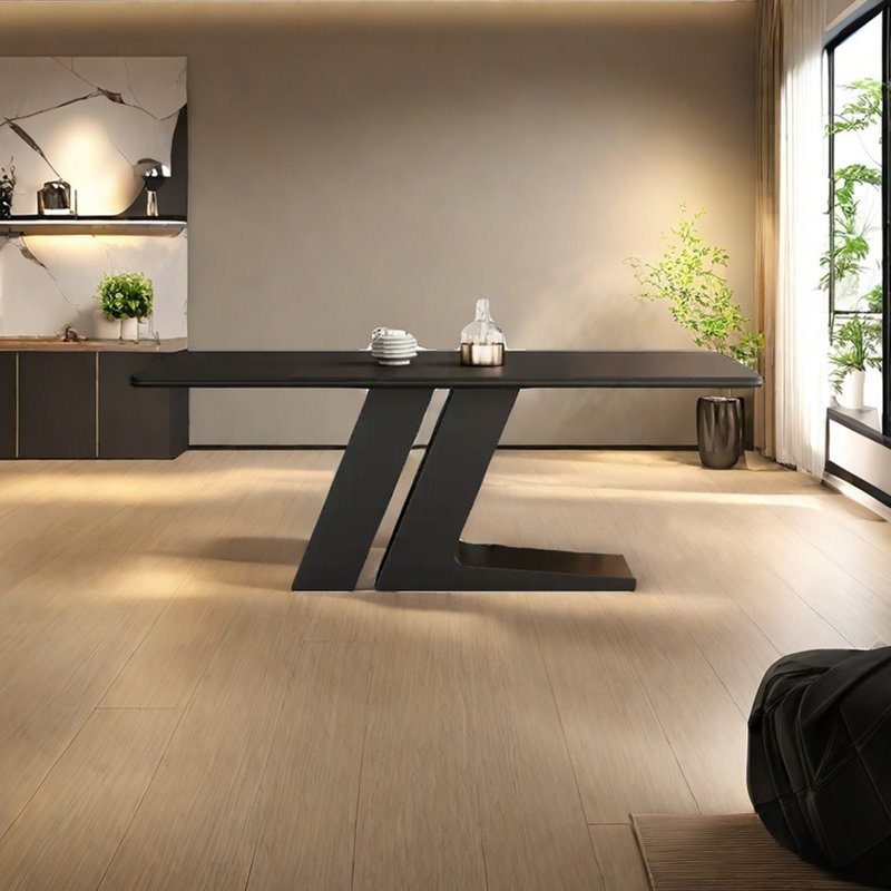 Pure Black Slate Dining Table, 29.92"H x 70.86"L x 35.43"W