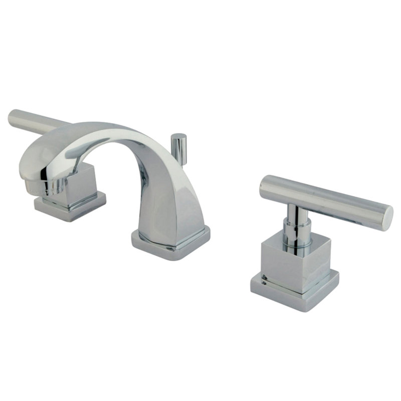 Kingston Brass Claremont Two-Handle 3-Hole Deck Mount Widespread Bathroom Faucet with Brass Pop-Up Drain, Polished Chrome