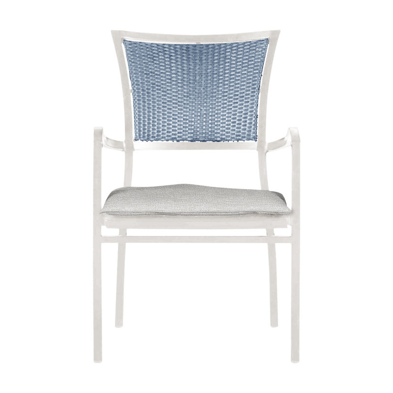 Fauteuil d'extérieur en résine tressée Aire N-Dura, Welt, Craie / Chambray, Tweed caramel