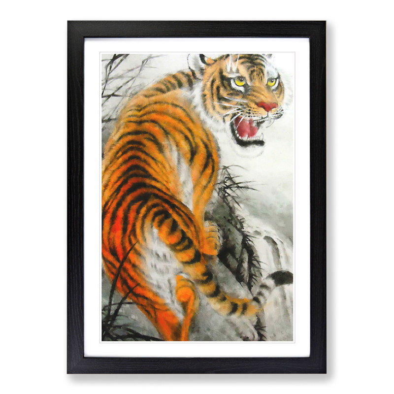 Oriental Tiger Vol.2 - Framed Print, 36cm H x 27cm W x 2cm D, Black Framed