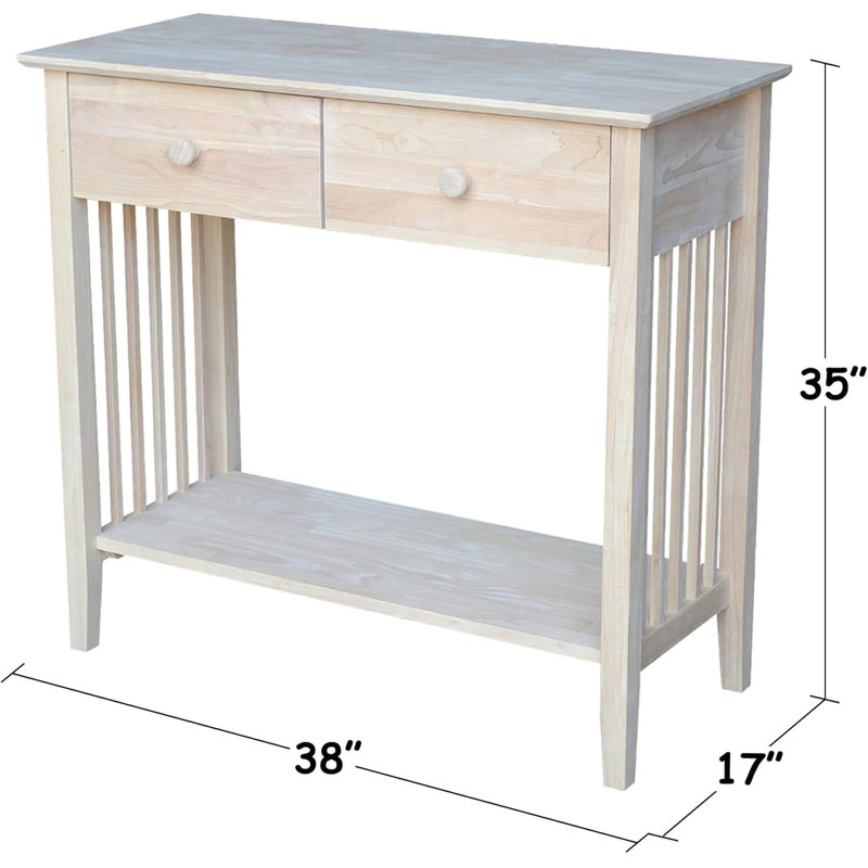 Solid  Server Table With 2 Drawers And Shelf, Unfinished Console Table For Residential Use, Ready To Assemble