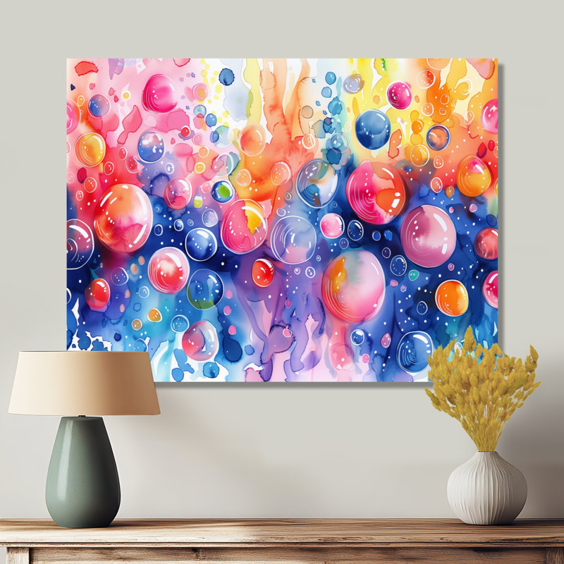 Aquariums roses roses et bleues II - Aquariums, art mural salon, Toile tendue, H 30 po x l 40 po