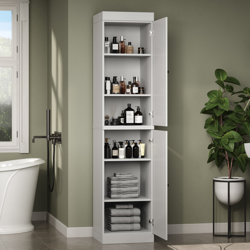 Palace Imports 100% Solid Wood Bathroom Storage Cabinet, Raised Panel Doors, Adjustable Shelves, 16.5" Wide, 71.5" Tall