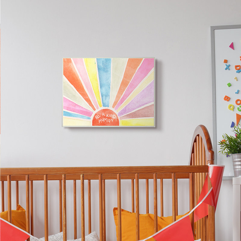 « Be a kind Human » Rainbow Sunexplosions par Jennifer Paxton Parker, reproduction d’art, H 15 po x l 10 po x P 1,5 po