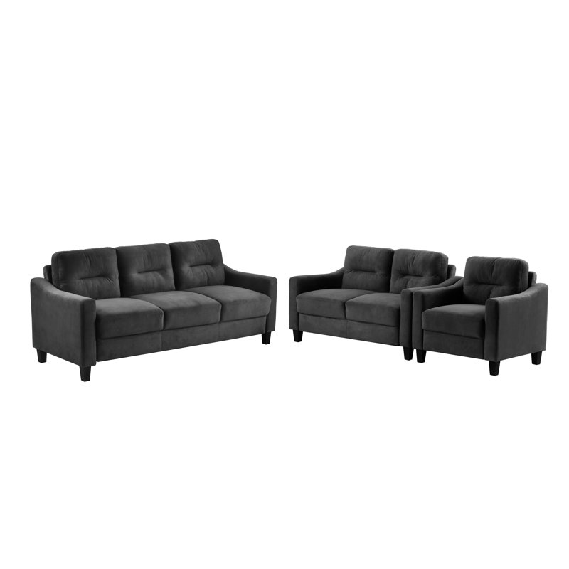 Ensemble de canapé modulaire confortable 1 + 2 + 3, Noir, Noir