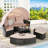 5pc Patio Round Daybed With Canopy, Soft Cushions, Table, For Outdoor Relaxation Furniture Retractable Comfy Weather Garden-50561213