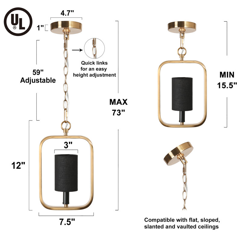 1-Light Kitchen Island Mini Pendant Light Gold